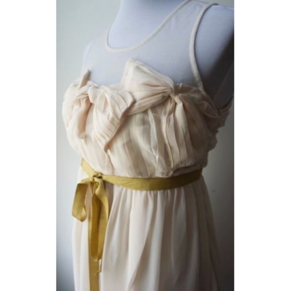 ModCloth RYU Cream Dress w/ mesh neckline & bows - Picture 4 of 6
